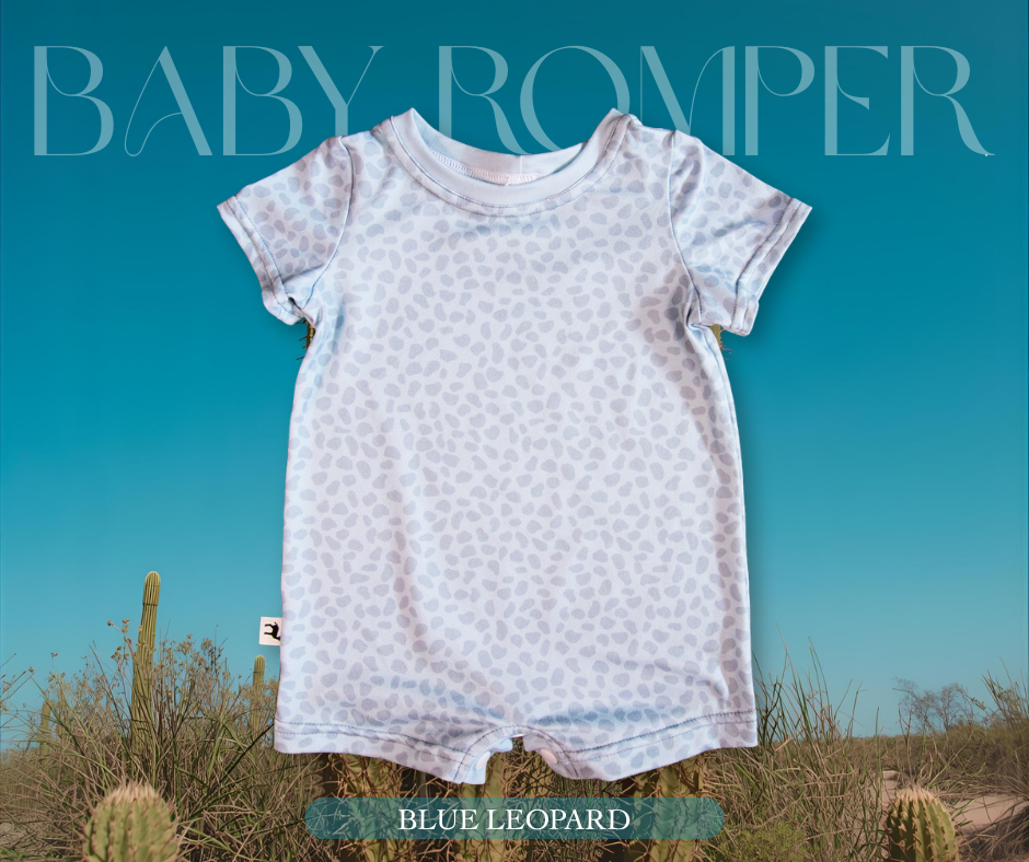 Baby Romper - Blue Leopard